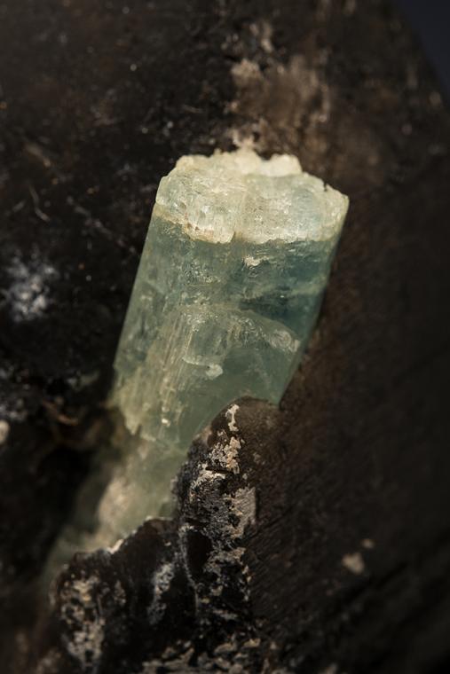 BERYL var. Aquamarine on QUARTZ var. Smoky