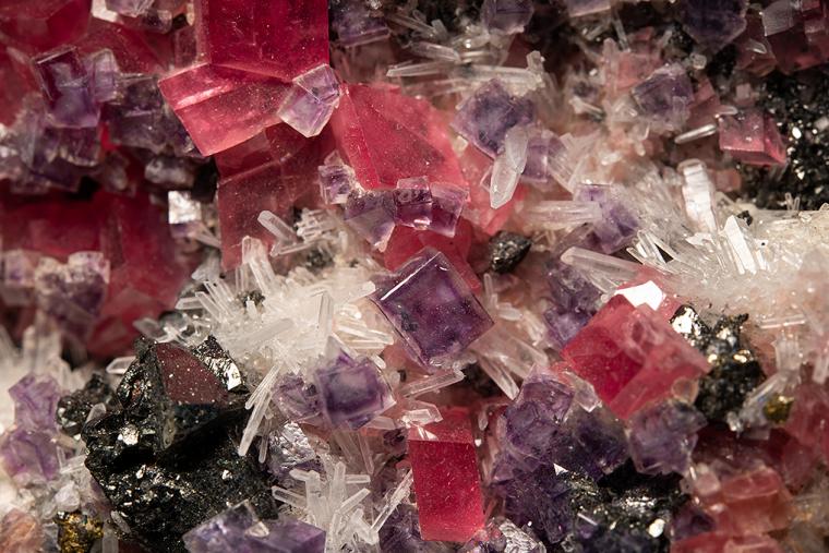 RHODOCHROSITE with FLUORITE and TETRAHEDRITE