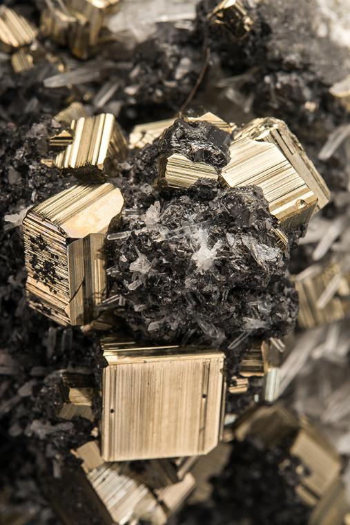 PYRITE on QUARTZ and TETRAHEDRITE