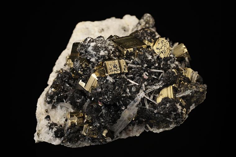 PYRITE on QUARTZ and TETRAHEDRITE