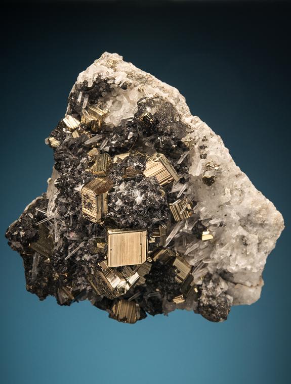 PYRITE on QUARTZ and TETRAHEDRITE