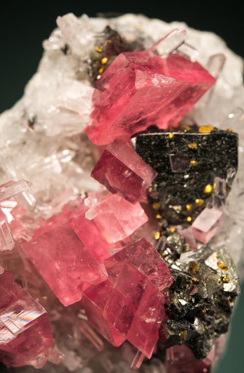 RHODOCHROSITE with TETRAHEDRITE on QUARTZ