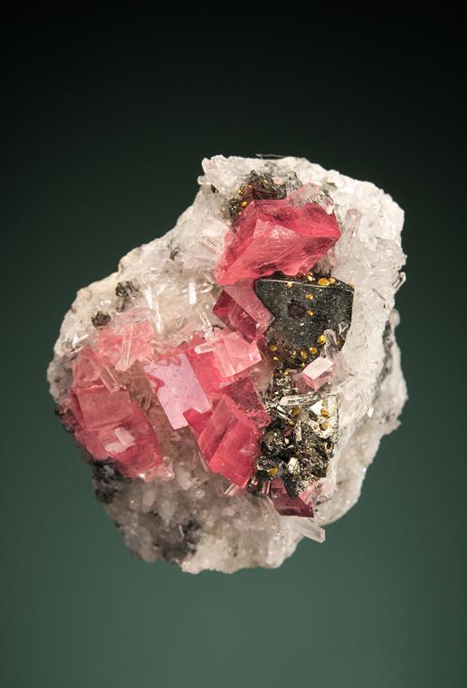 RHODOCHROSITE with TETRAHEDRITE on QUARTZ