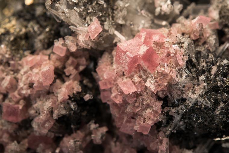 PYRITE with TETRAHEDRITE, HÜBNERITE, RHODOCHROSITE and QUARTZ