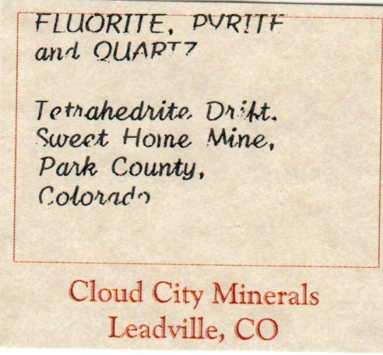 FLUORITE with PYRITE and TETRAHEDRITE on QUARTZ