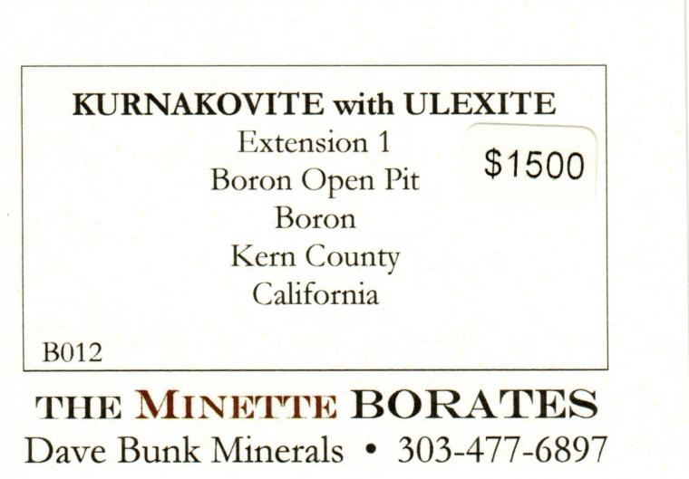 KURNAKOVITE with ULEXITE