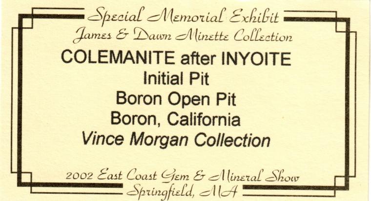 COLEMANITE after INYOITE