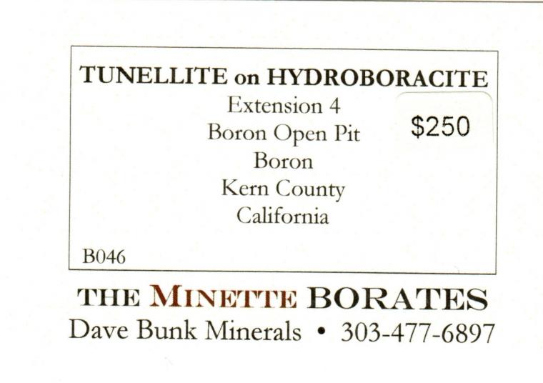 TUNELLITE on HYDROBORACITE