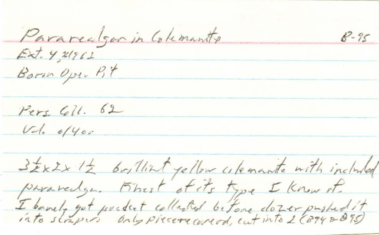 COLEMANITE with PARAREALGAR