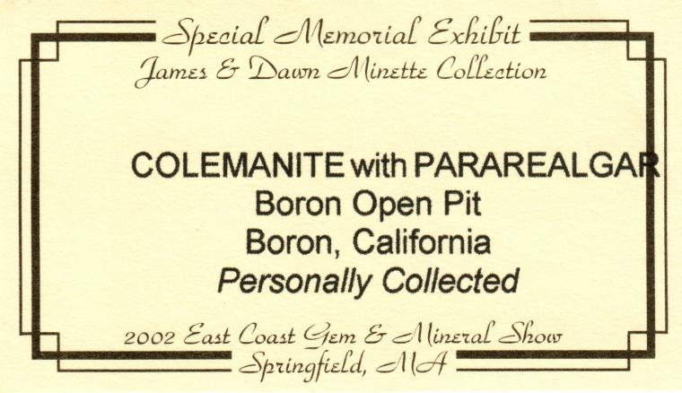 COLEMANITE with PARAREALGAR