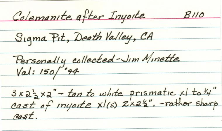 COLEMANITE after INYOITE