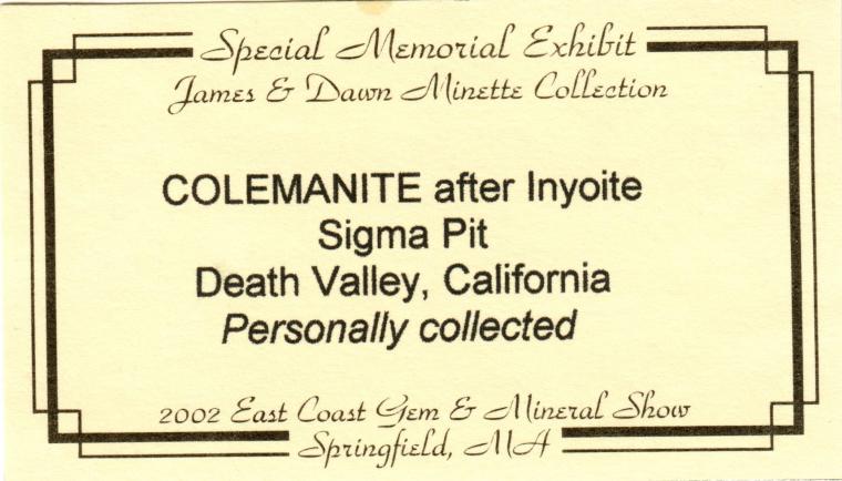 COLEMANITE after INYOITE