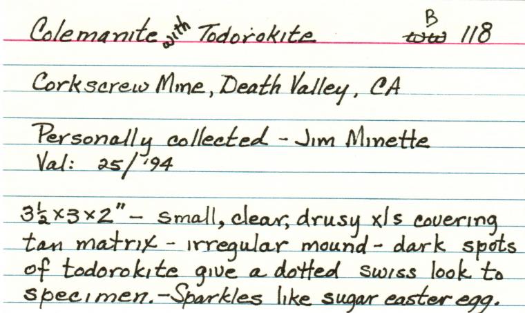 COLEMANITE with TODOROKITE