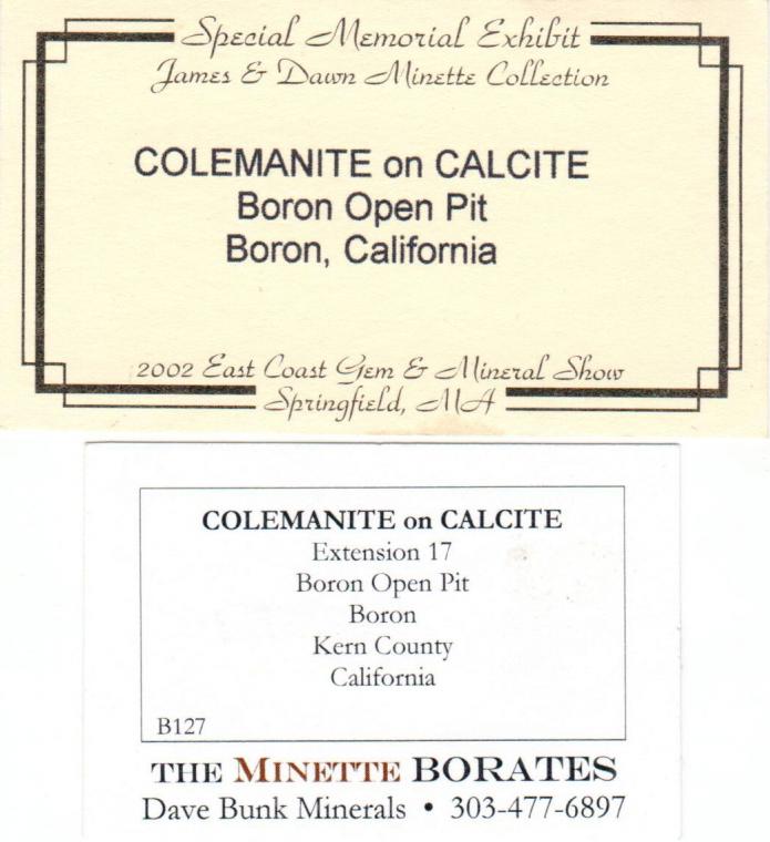 COLEMANITE on CALCITE