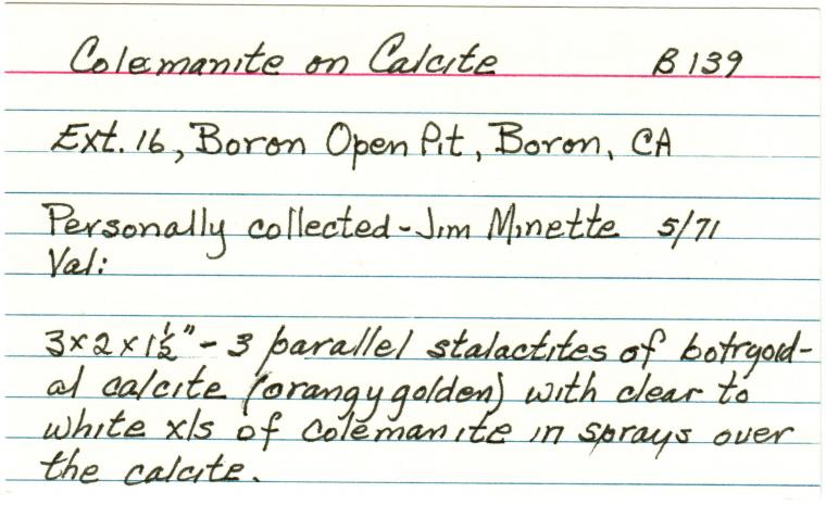COLEMANITE on CALCITE
