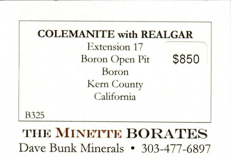 COLEMANITE with REALGAR