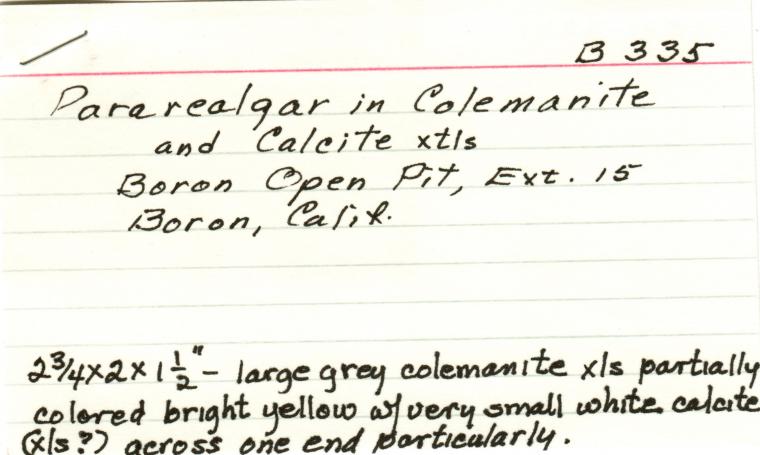 COLEMANITE with PARAREALGAR