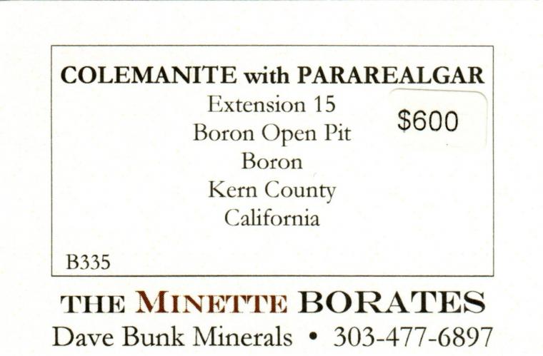 COLEMANITE with PARAREALGAR