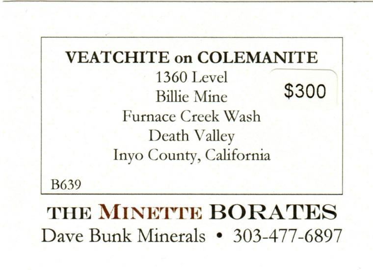VEATCHITE on COLEMANITE