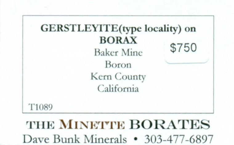 GERSTLEYITE (type locality) on BORAX
