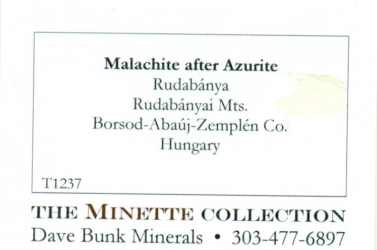 MALACHITE after AZURITE