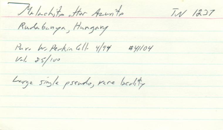 MALACHITE after AZURITE