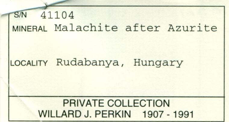 MALACHITE after AZURITE