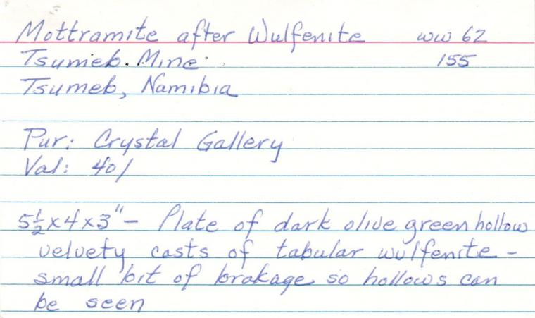 MOTTRAMITE after WULFENITE