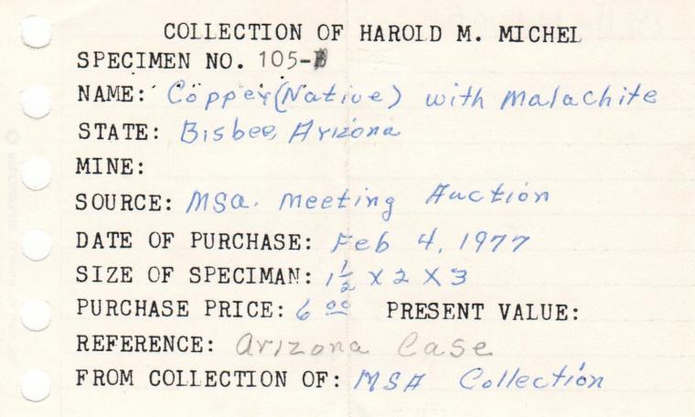 COPPER coated with MALACHITE