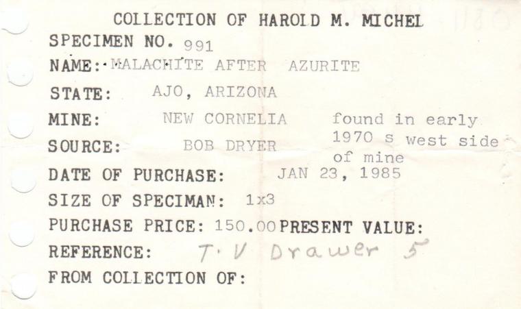 MALACHITE after AZURITE