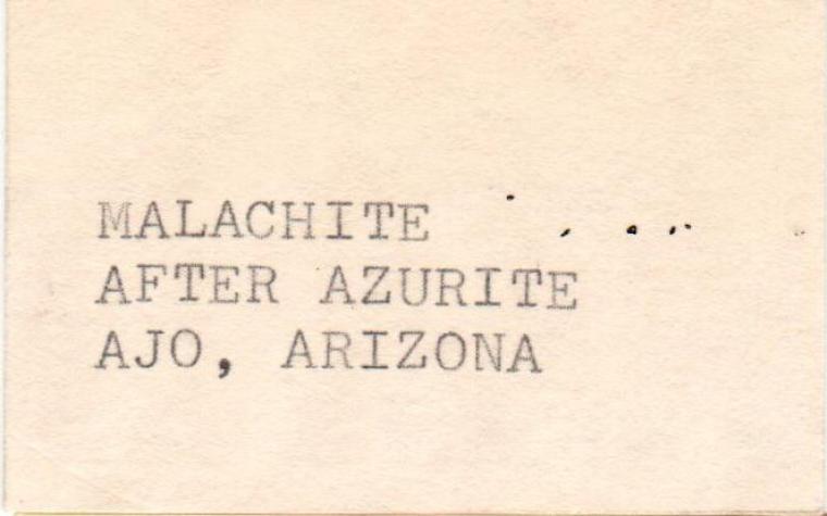 MALACHITE after AZURITE