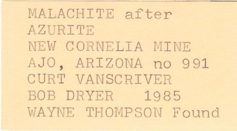 MALACHITE after AZURITE