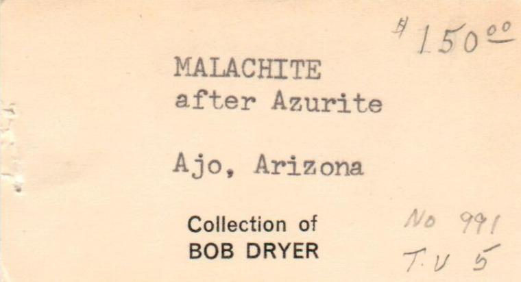 MALACHITE after AZURITE