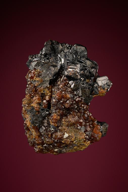 SPHALERITE with GALENA on ANDRADITE
