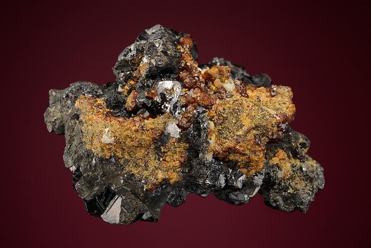 SPHALERITE with GALENA on ANDRADITE