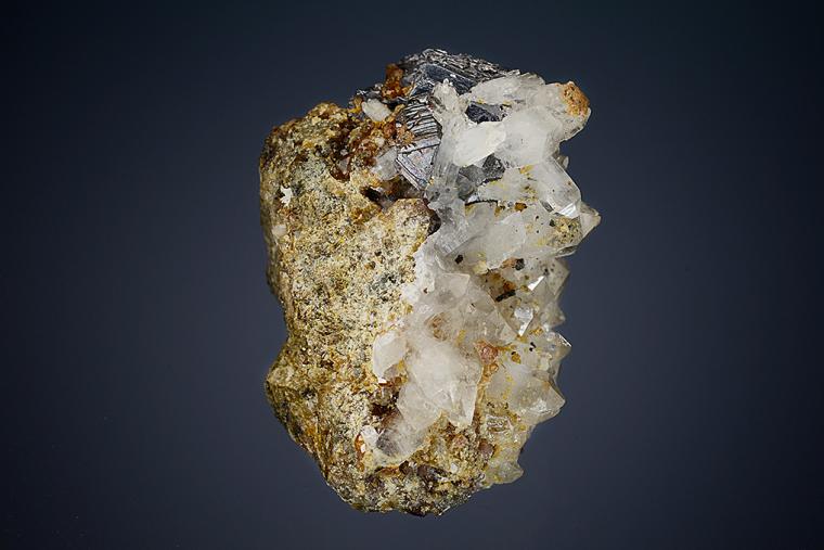 GALENA with QUARTZ on ANDRADITE
