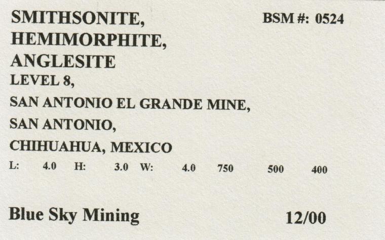 SMITHSONITE with ANGLESITE and HEMIMORPHITE