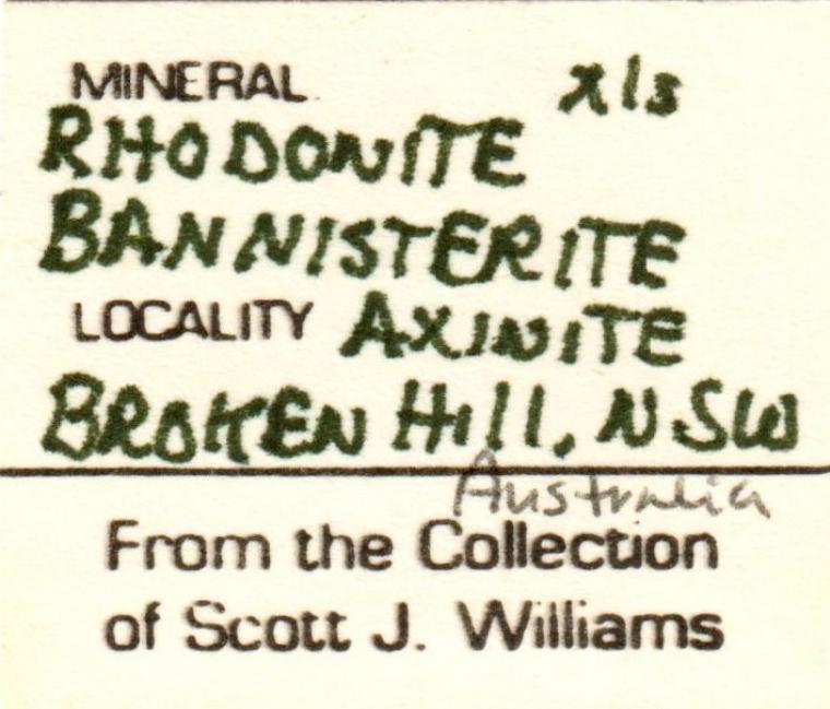 RHODONITE with BANNISTERITE and AXINITE