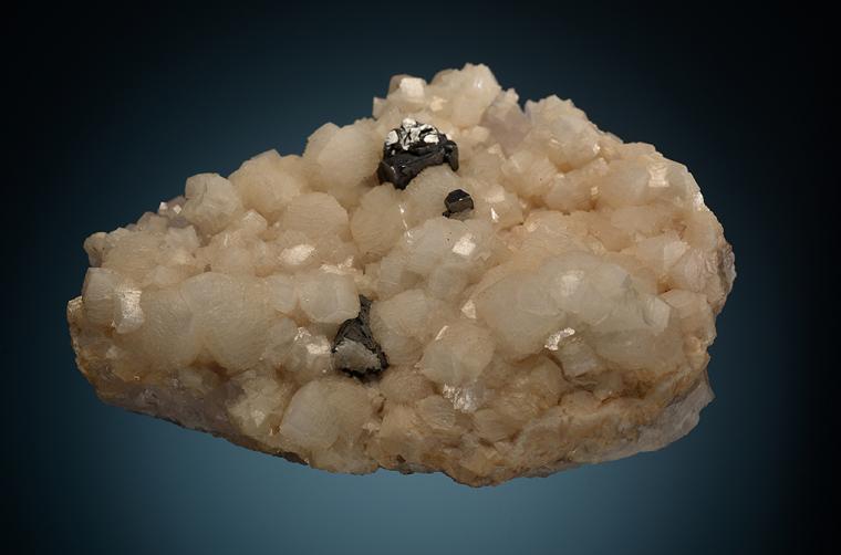 ACANTHITE with DOLOMITE on QUARTZ