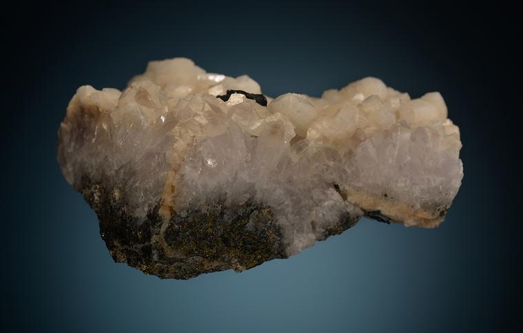 ACANTHITE with DOLOMITE on QUARTZ