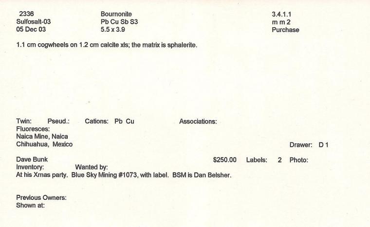 BOURNONITE on CALCITE