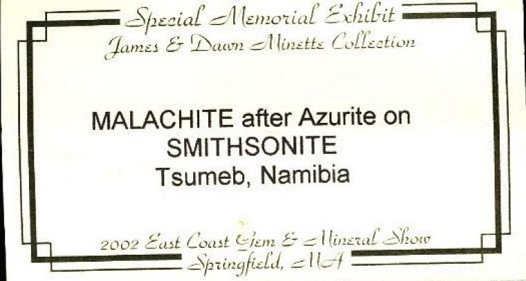 MALACHITE after AZURITE on SMITHSONITE