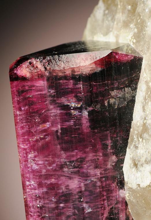 ELBAITE on QUARTZ var. Smoky