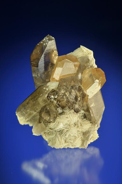TOPAZ on QUARTZ var. Smoky with ALBITE (repaired)