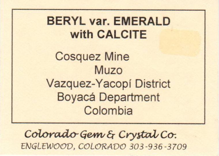 BERYL var. Emerald on CALCITE