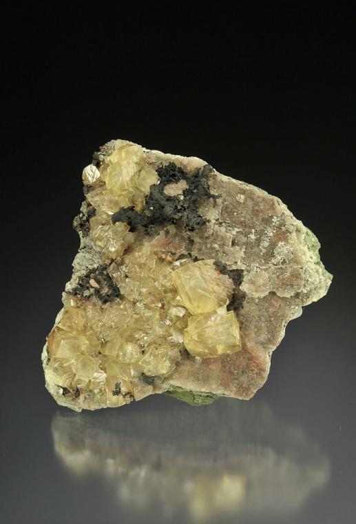 CALCITE with COPPER on PREHNITE