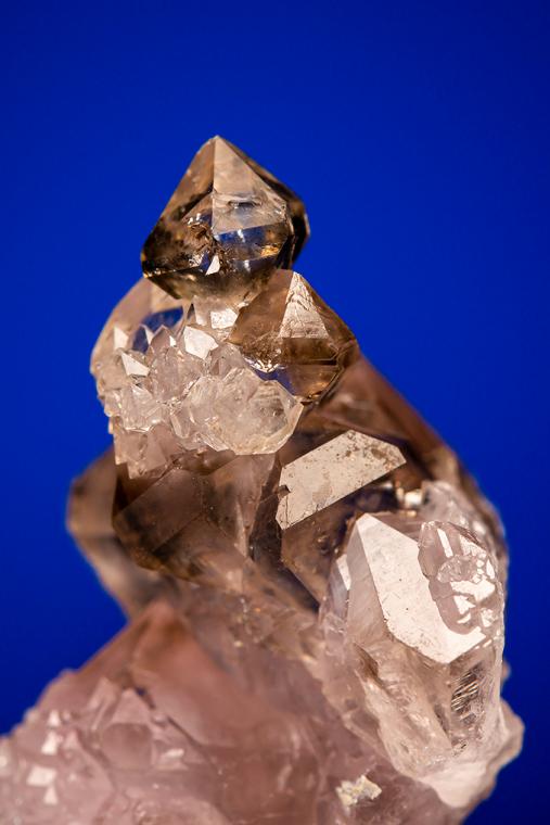 QUARTZ var. Smoky on QUARTZ var. Rose QUARTZ