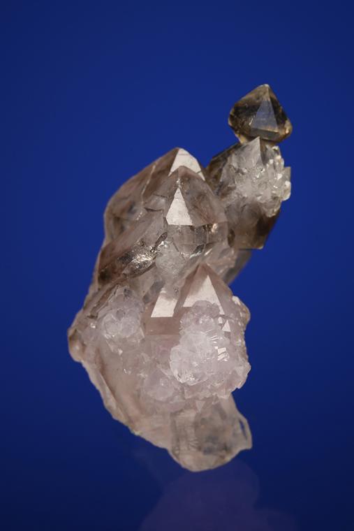 QUARTZ var. Smoky on QUARTZ var. Rose QUARTZ