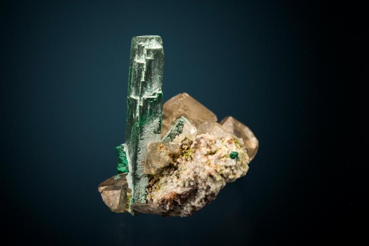 MALACHITE after AZURITE with CERUSSITE