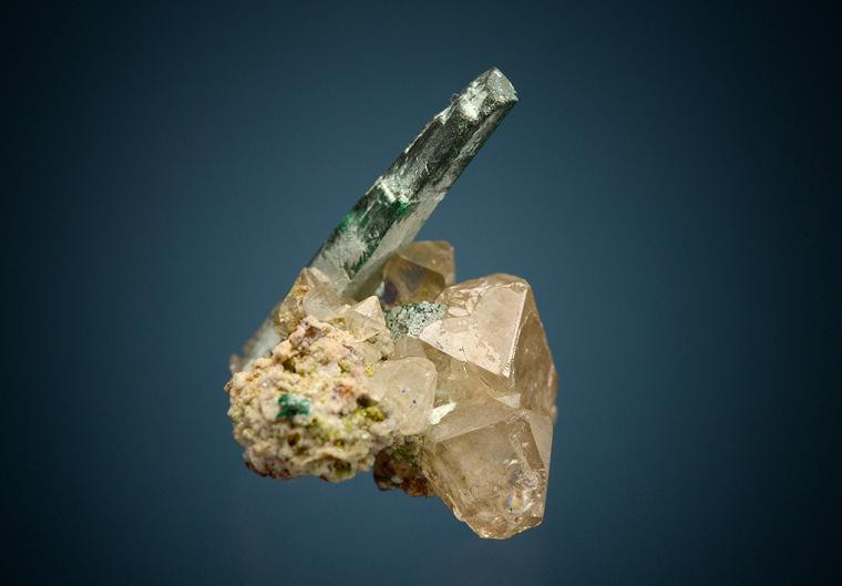 MALACHITE after AZURITE with CERUSSITE